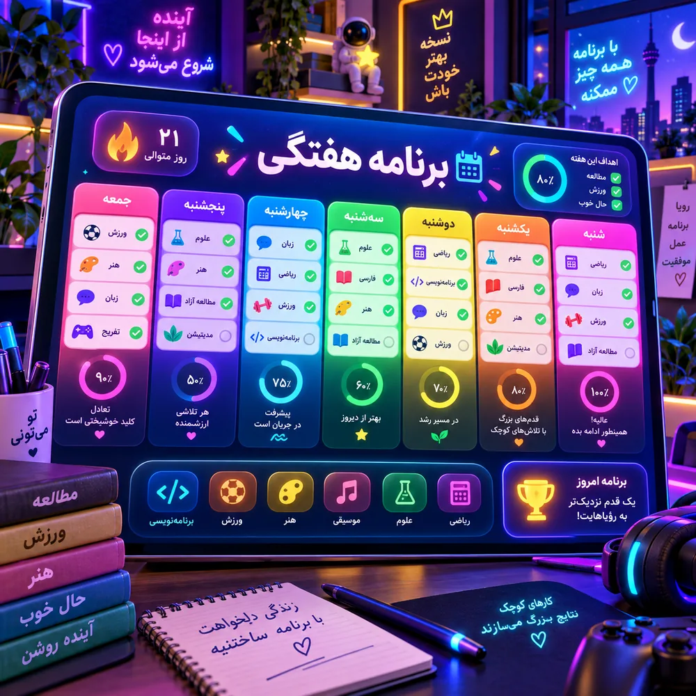 نمایی از جدول برنامه هفتگی هوشمند